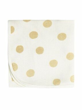 NWT Quincy Mae Organic Waffle Baby Blanket Butter Dots Ivory Yellow Neutral
